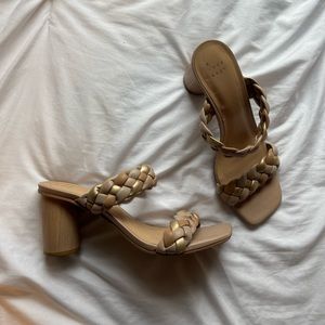 A NEW DAY BEIGE BRAIDED HEELS